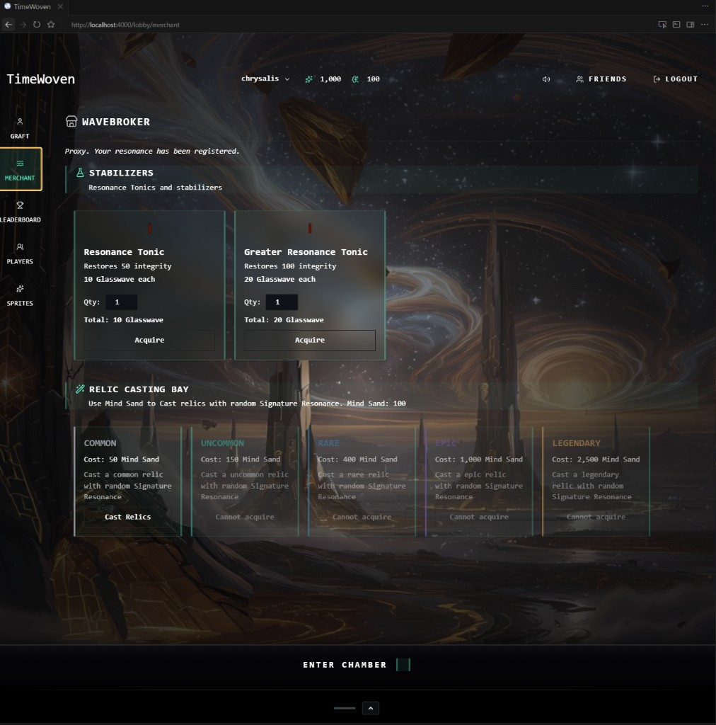 TimeWoven merchant screen